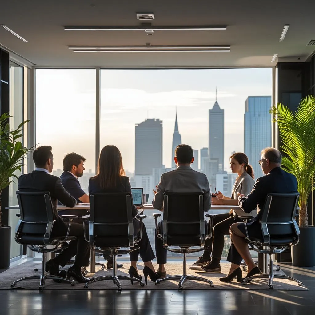 Equipo de consultores de ConsultAr en oficina moderna